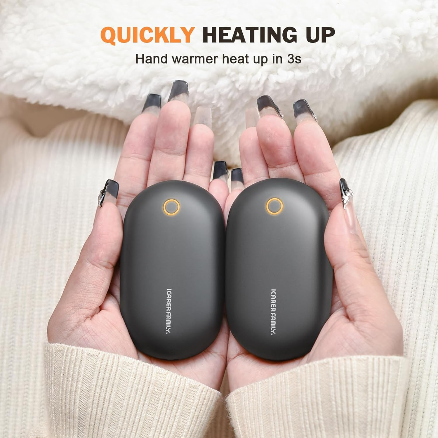 Rechargeable Hand Warmers 2 Pack, Magnetic USB Electric 5000Mah, Pocket Size, 3 Heat Levels, 8 Hours Battery Life, Portable Reusable, Ideal for Outdoor, Christmas image number 3