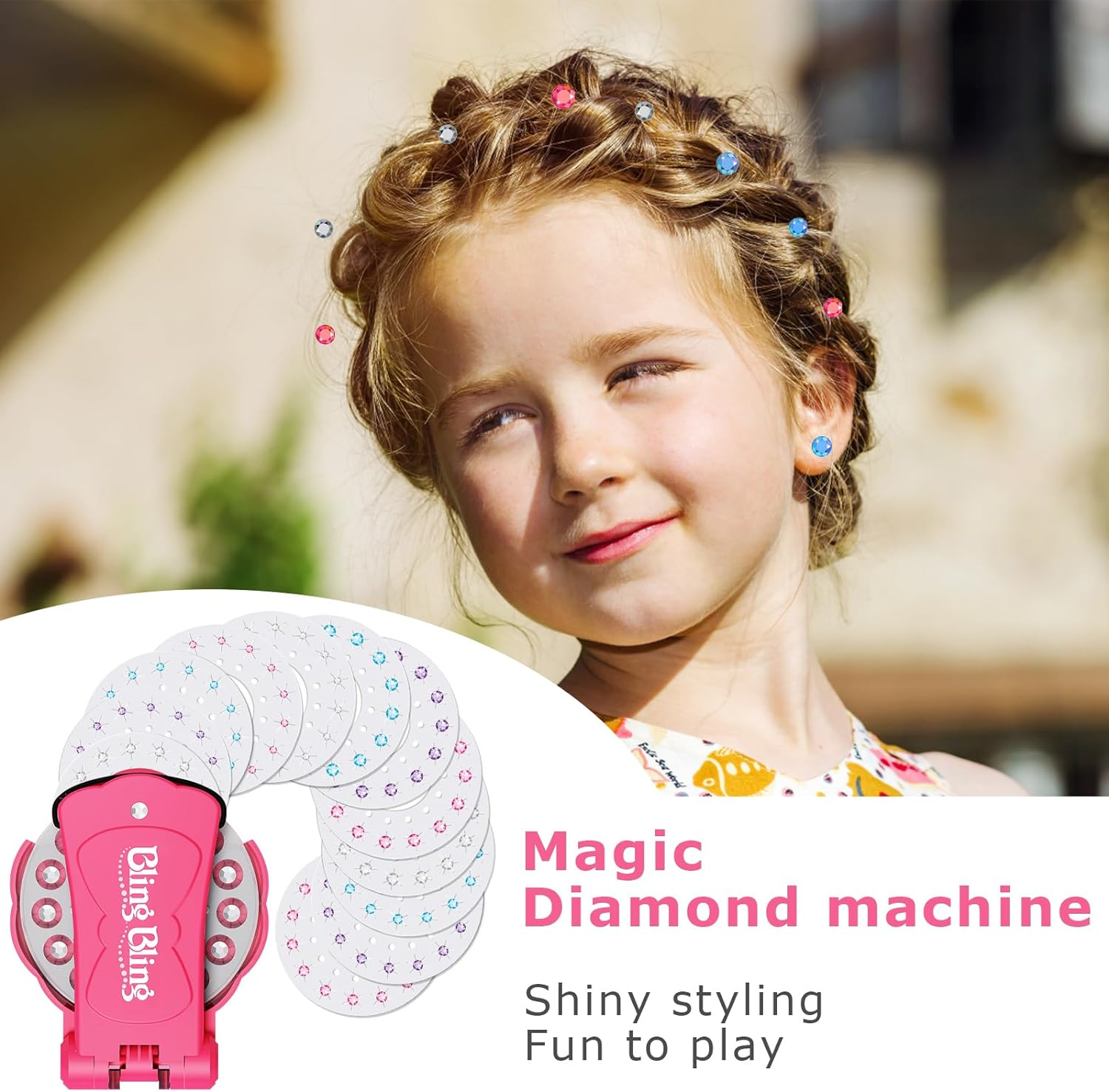 Hair Gem Stamper Bedazzler Deluxe Set with 180 Bling Decoration Ultimate Styling Tool, Rhinestones Diamonds Jewels for Fashion (180GMS) image number 4