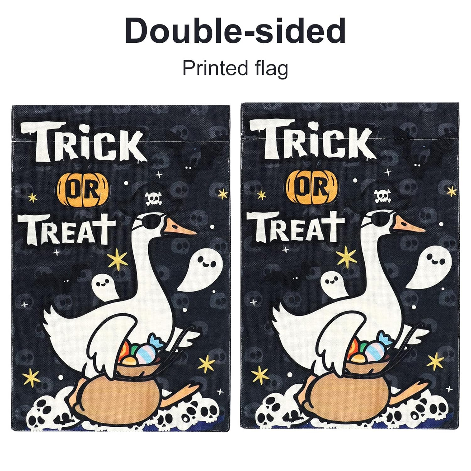 Halloween Garden Flag, 12X18 Inch Funny Trick-Or-Treat Halloween Goose Flag Colorful Double Sided Garden Decorations for Party Holiday Outdoor Yard Home Decor image number 3