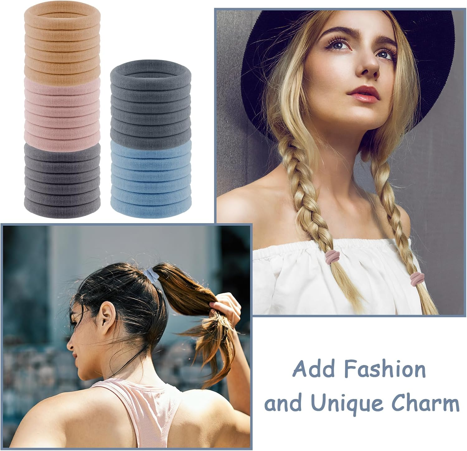 Pack of 30 Hair Bobbles Girls Colourful Hair Bobbles Women Colourful Elastic Cable Bobbles Girls Nylon Soft Hair Scrunchies for Girls Women Thick Curly Straight Hair (E-Morandi) image number 5