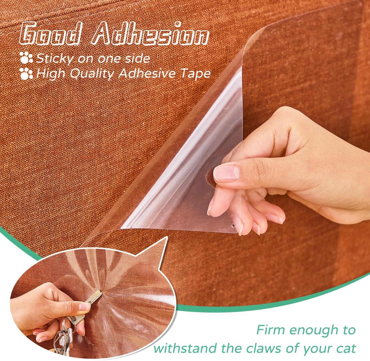 10 Pcs Furniture Protectors from Cats, Clear Self-Adhesive Cat Scratch Deterrent, Couch Protector 4 Pack X-Large (18"L 12"W) + 4 Pack Large (9"W) + 2 Pack (6"W) Cat Repellent for Furniture - 6Pcs + 40Pins image number 7