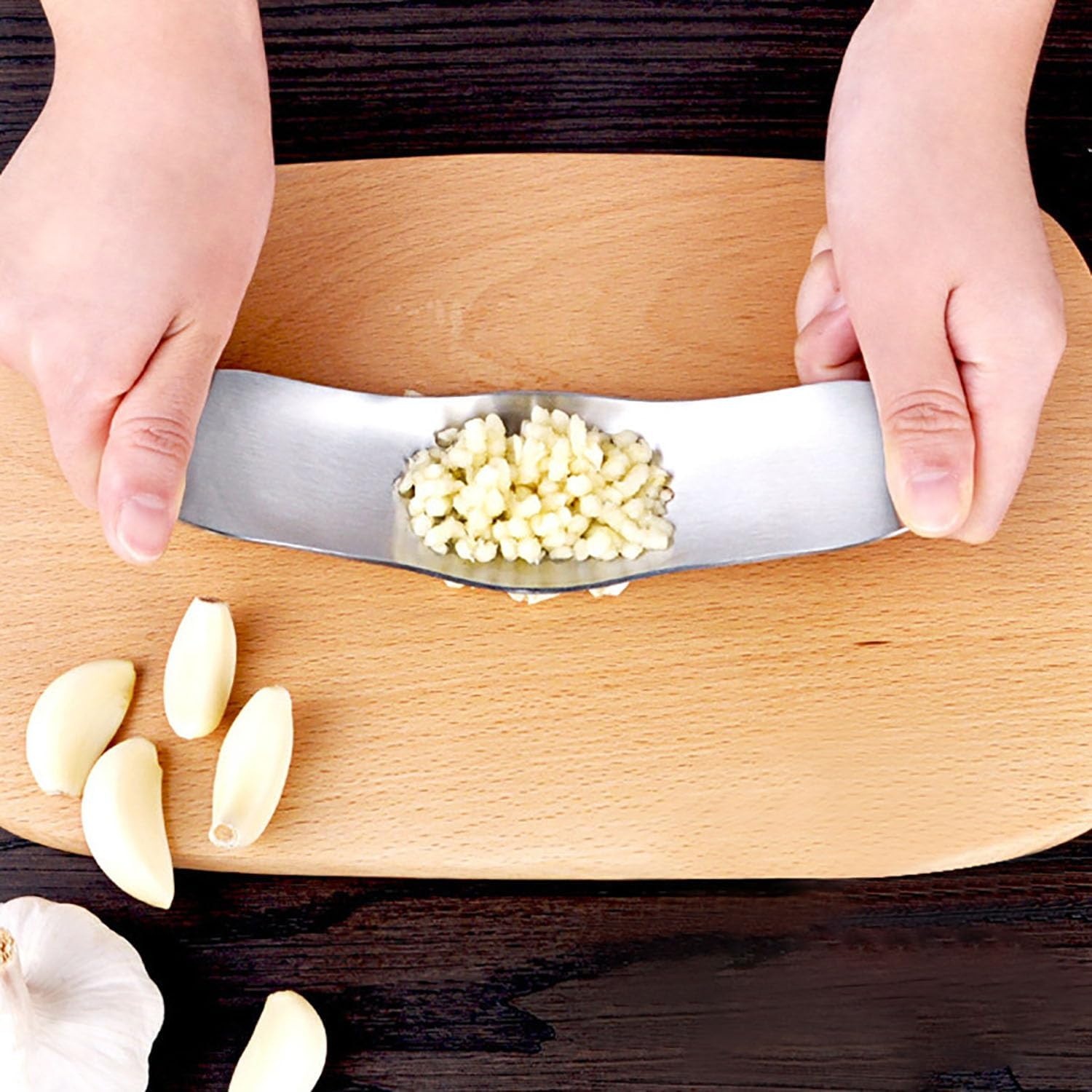 Stainless Steel Garlic Crusher 2 PCS, Household Garlic Mincer Press for Picnic Camping Cafeteria image number 4