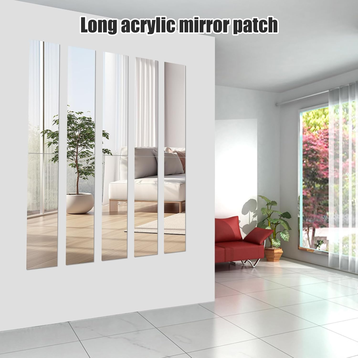 Mirror Wall Stickers, 10PCS 5 X 20Cm Silver/Gold/Black Self Adhesive Acrylic Mirror Stickers, Multifunctional Decorative Wall Decal for Living Room (Silver) - Gold image number 6