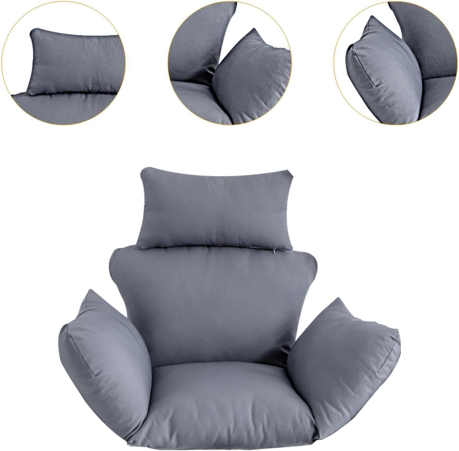 Hammock Swing Cushion with Headrest for Egg Chair Use, Gray, as Described