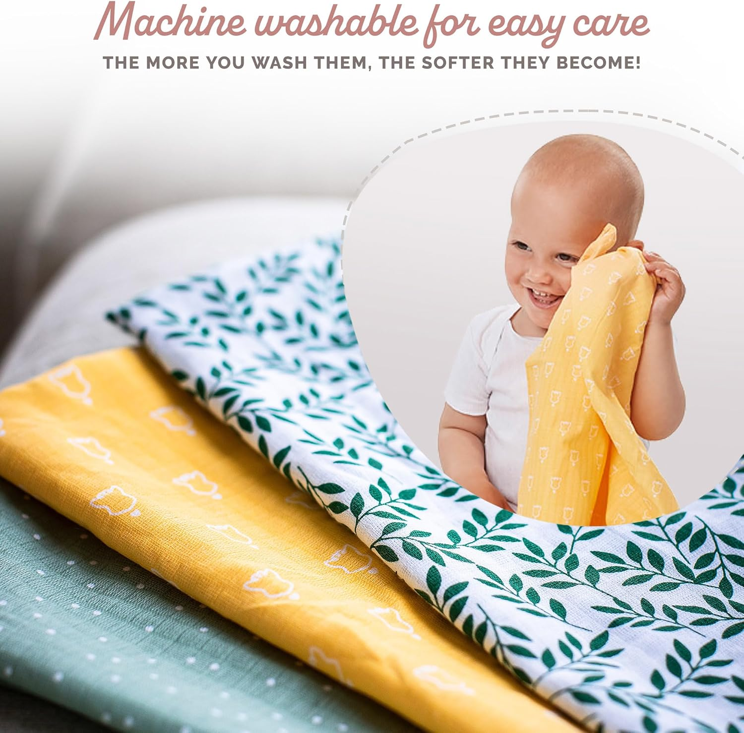 Set of 4 Coloured Muslin Cloths image number 2