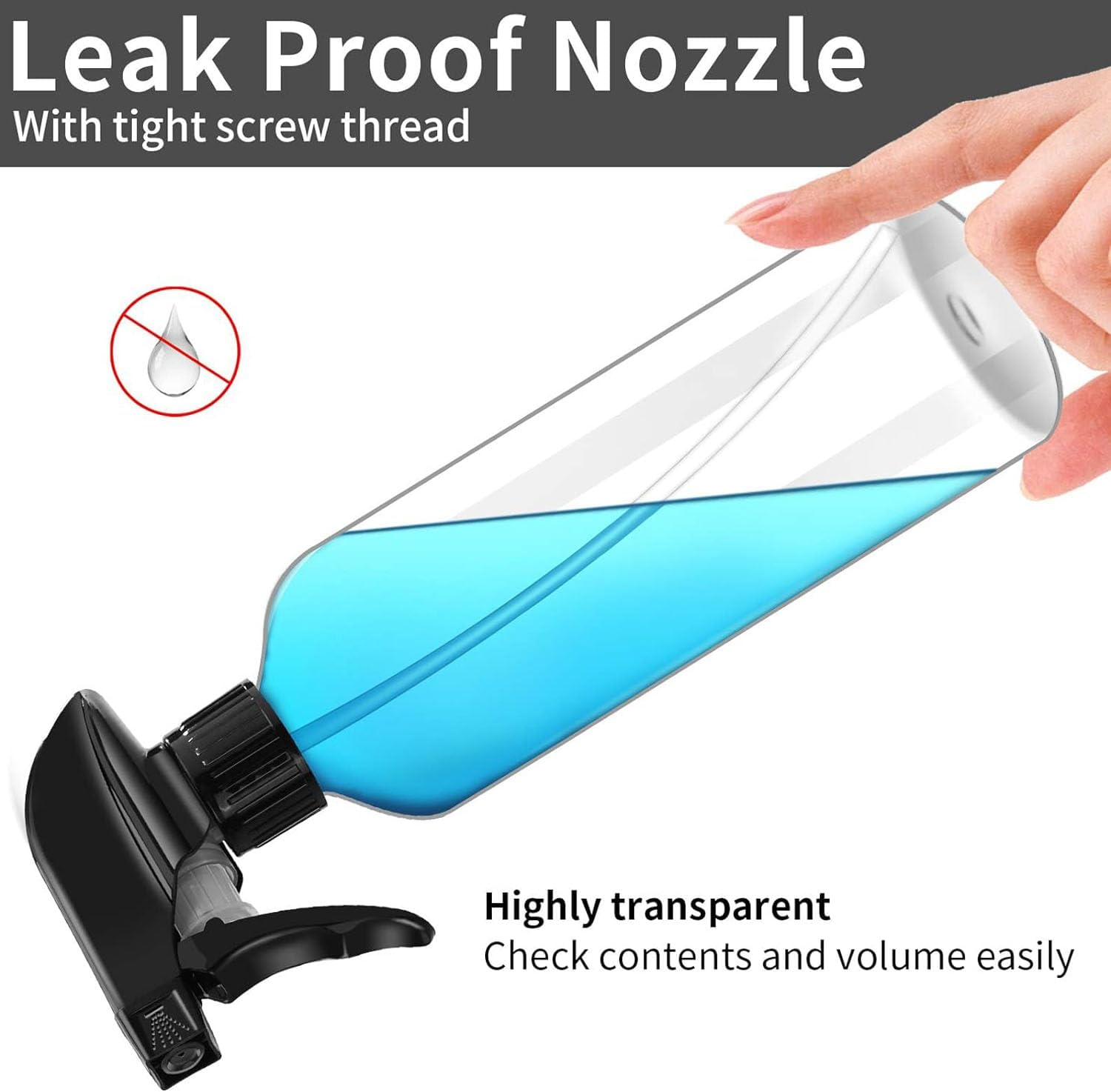 4 Pack 16Oz Plastic Spray Bottle, Empty Spray Bottles Clear and Refillable Container with Labels & Adjustable Nozzle for Water, Essential Oils, Hair, Cleaning Products, Plants, Pet, BBQ image number 5