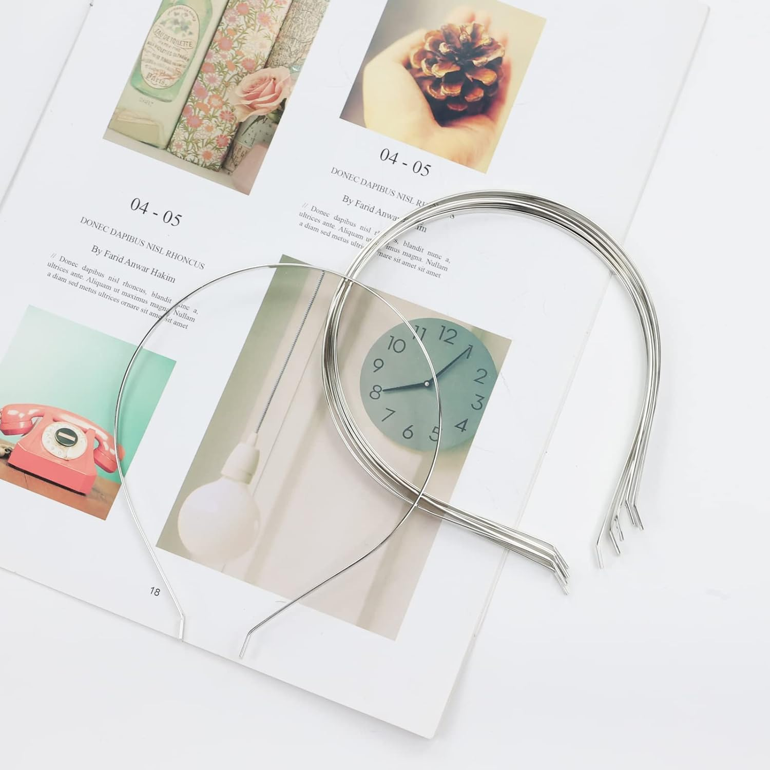 30 Pack Bulk 3 MM Silver Plain Blank Hard Skinny Thin Metal Headbands Base Wire Hair Bands Clasps Tiara Headband DIY Crafting Hair Accessories for Women (30 Pack of Silver Thin Metal Headbands) image number 2