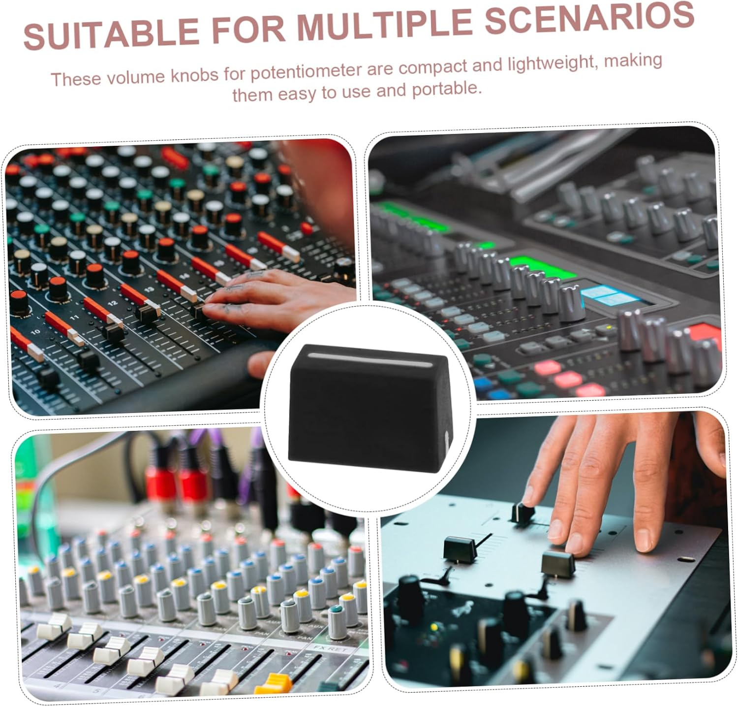 GLSTOY 5Pcs Replacement Fader Slide Knobs for Sound Console Flat Push Knobs Shafts DIY Kit for Mixers - Assorted Color image number 2