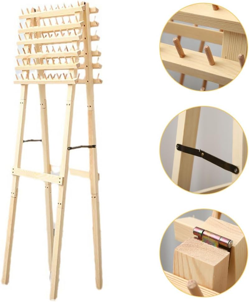 Braided Hair Rack,Wooden Braid Hair Stand,Made of Pine Wood and Plywood,Hair Separator,Salon Hair Extensions Display Rack for Braiders,Easy to Assembly image number 3