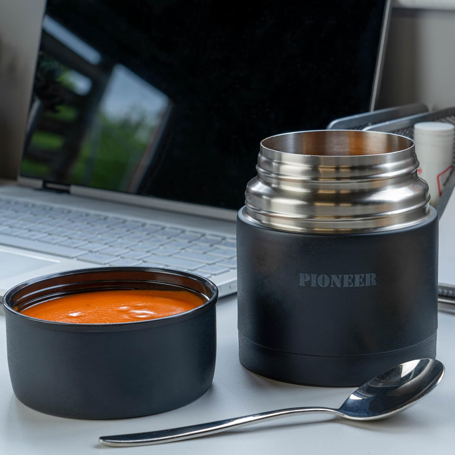 Pioneer Vacuum Insulated Leakproof Soup/Food Flask, 8 Hours Hot 24 Hours Cold, Black, 500 Ml image number 5