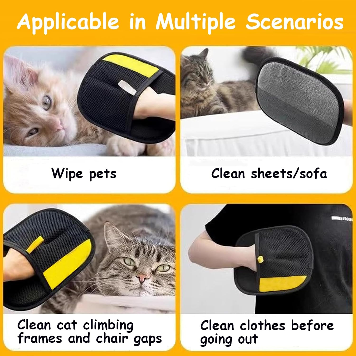 Haakhui 2 Packs Pet Hair Remover Gloves, Upgrade Reusable Double Sided Electrostatic Pet Hair Remover,Good for Cleaning Furniture and Clothing Pet Hair image number 3