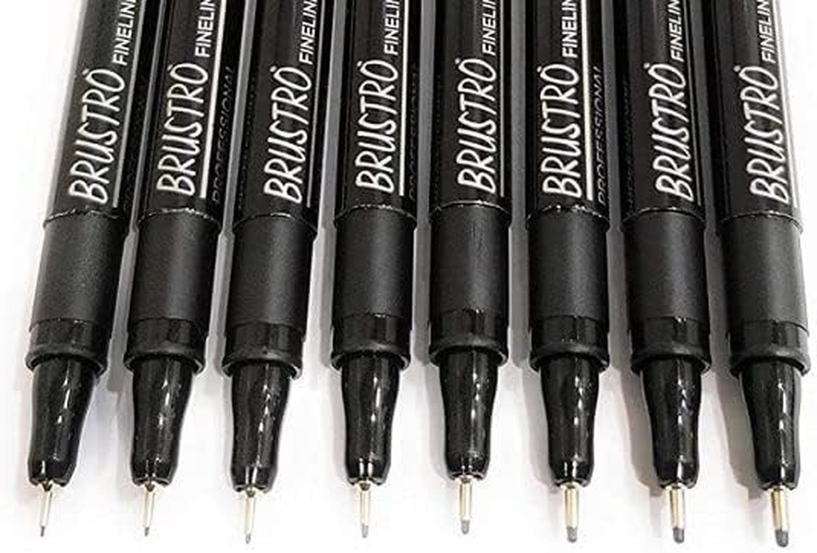 BRUSTRO Professional Pigment Based Fineliner |Black| Set of 8 - Tip Size 0.05Mm, 0.1Mm, 0.2Mm, 0.3Mm, 0.4Mm, 0.5Mm, 0.6Mm and 0.8Mm| Technical Drawing,Waterproof,Artist Illustration,Sketching,Mandala image number 6