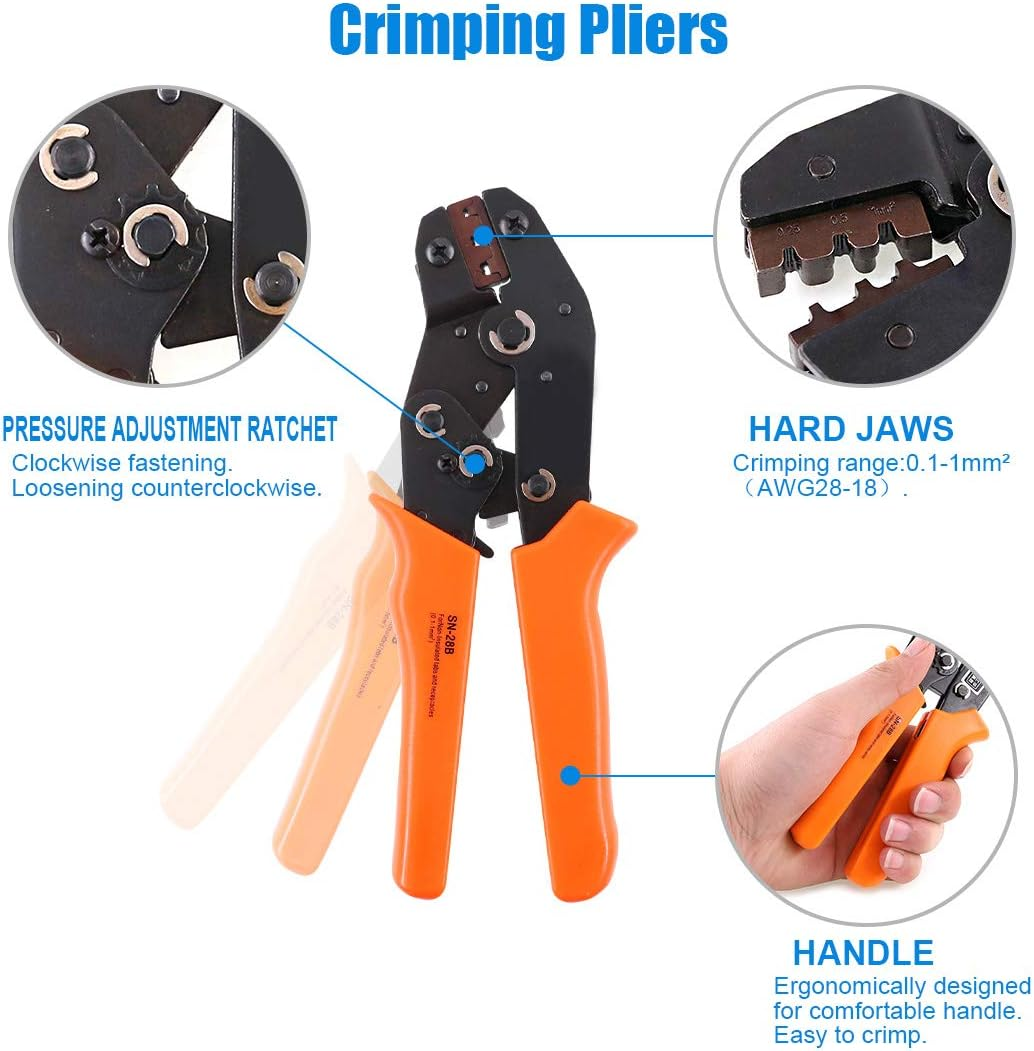 Glarks SN-28B Terminal Professional Pin Crimping Tool Crimper for 2.54Mm 3.96Mm 28-18AWG 0.1-1.0Mm2 image number 3