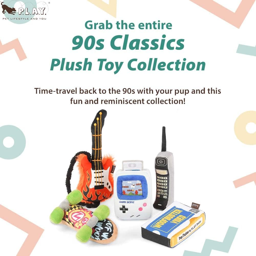 P.L.A.Y. Cute Plush Dog Toys - 1990S Classics Themed Durable Squeaker Crinkle Chew Toy, Great for Puppies & Small, Medium, Large Dogs - Machine Washable, Recycled Materials (Kickflippin K9 Skateboard)