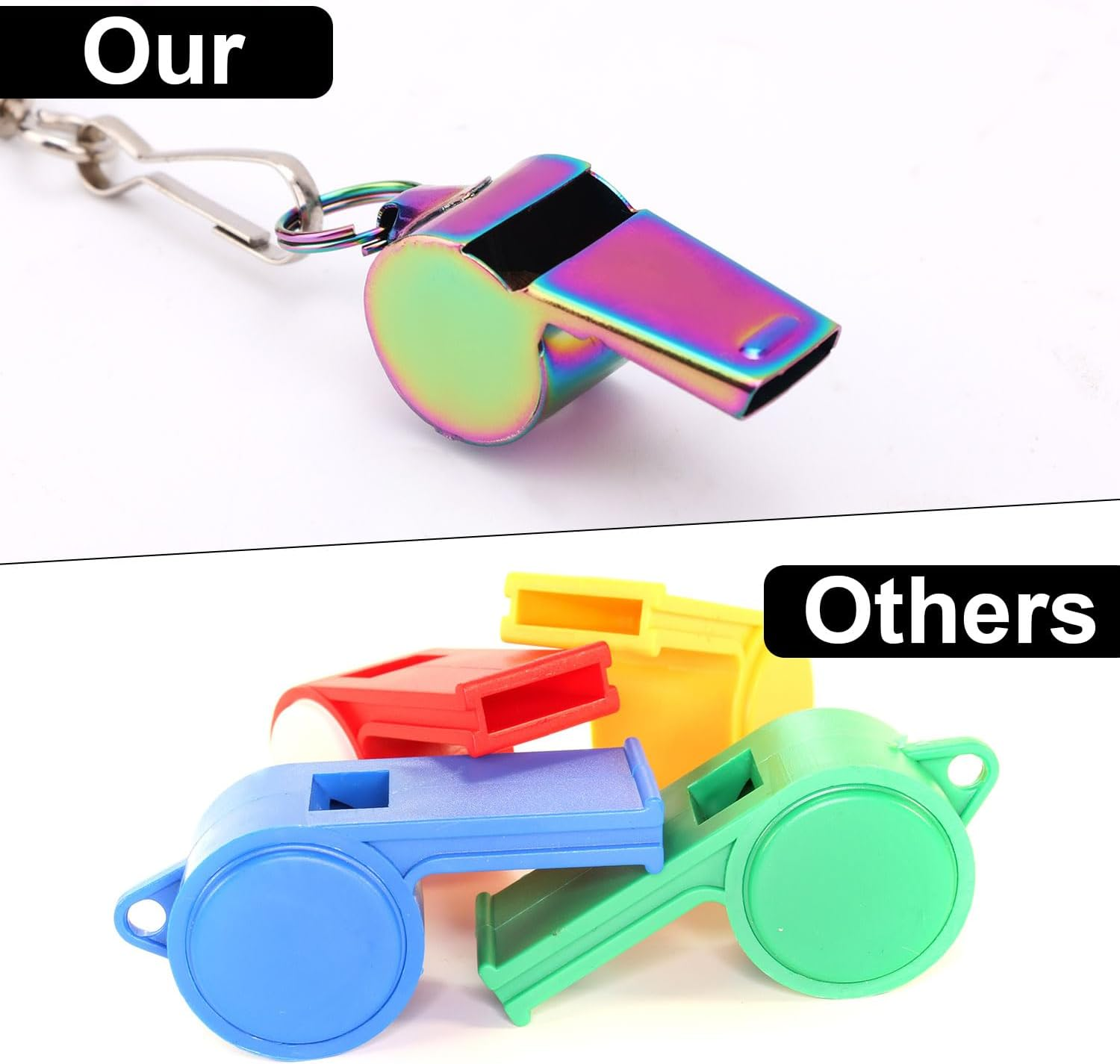 XIHIRCD 3Pcs Whistles with Lanyard, Colorful Stainless Steel Whistle with Nylon Lanyard Sports Whistle Coach with Lanyard Coach Whistle Sports Whistle with Lanyard for Coaches Referees image number 5