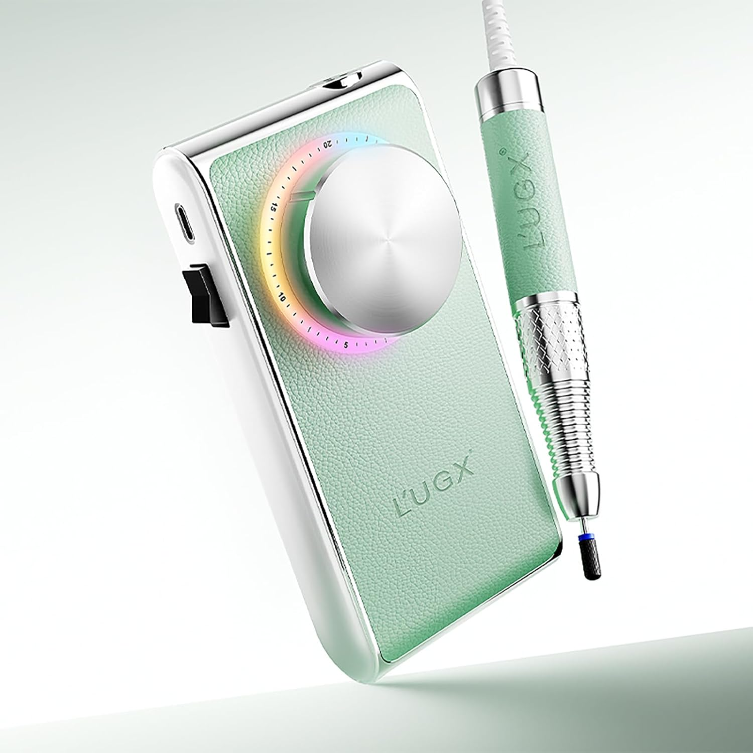 L'UGX Rechargeable Nail Drill Professional &ndash; Cordless Electric Nail File for Acrylic & Gel Nails 30000 RPM, Quiet & Smooth Efile for Manicure & Pedicure,Green