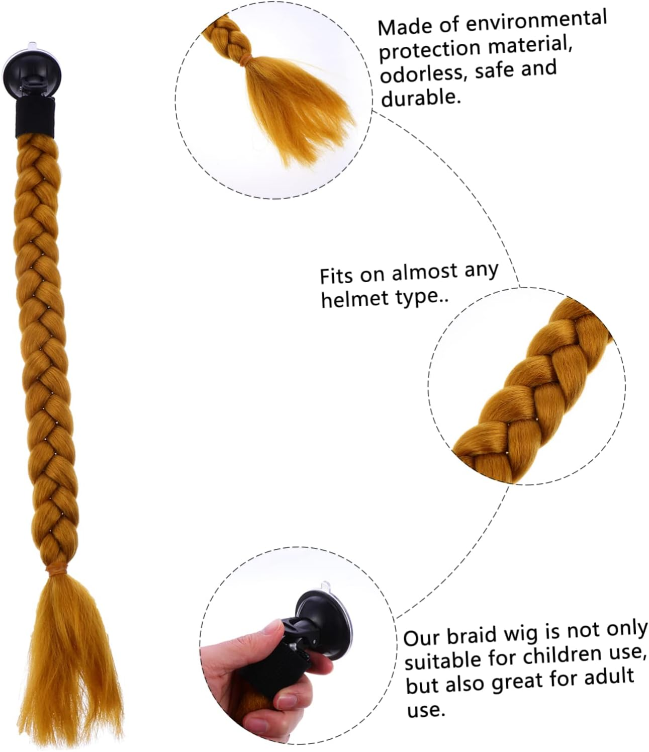 Ifundom Helmet Braid Decoration for Motorcycle Detachable Ponytails Ornament Stylish Braids for Helmet Accessory image number 3