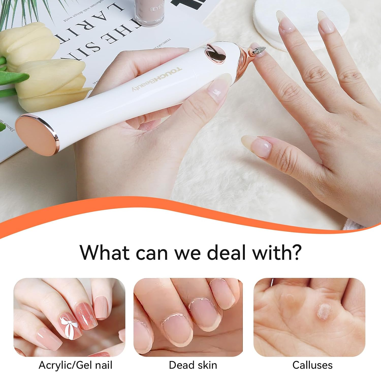 Touchbeauty Electric Nail Cutter, 5-In-1 Electric Nail File Wireless Manicure Pedicure Set with Holder and UV LED Nail Dryer for Home and Salon AG-1335C (Gold) image number 6