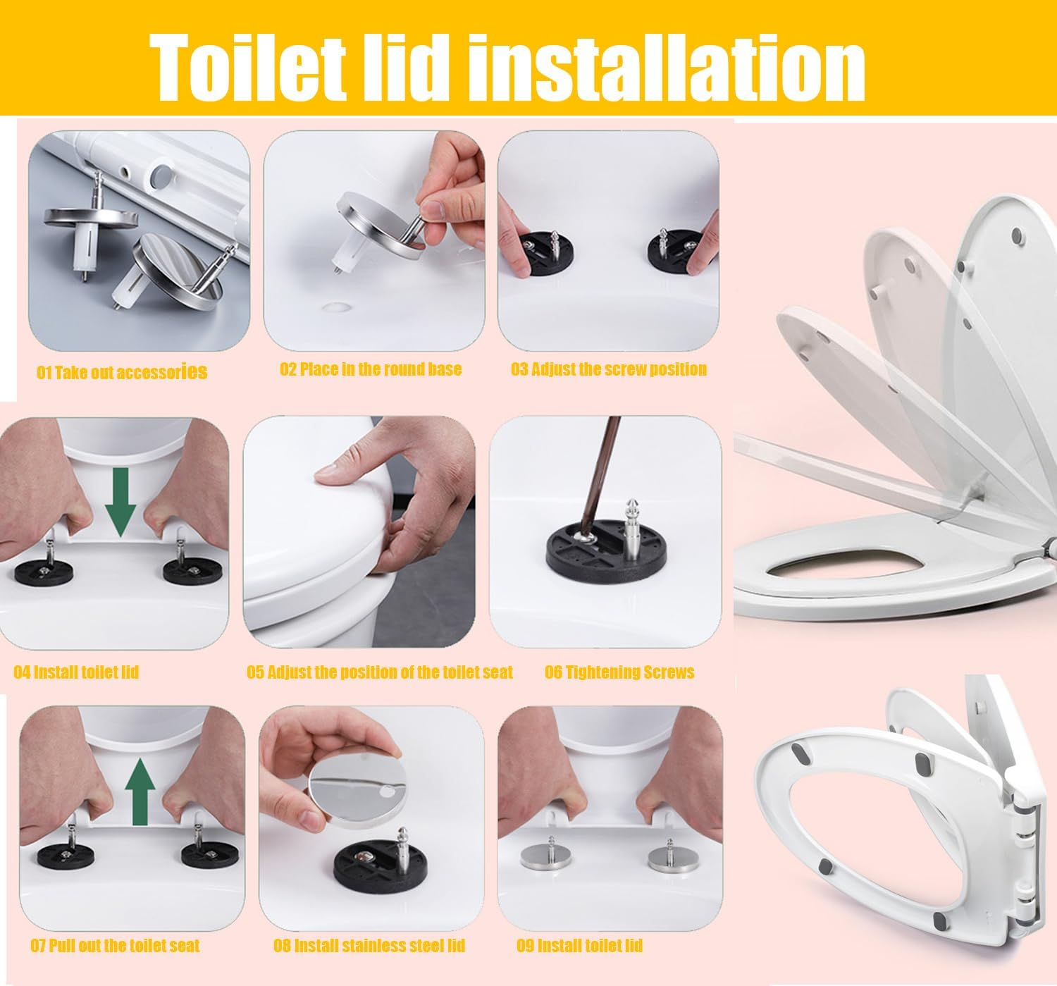 U-Shaped Toilet Seat with Built-In Potty Training Seat，2-In-1 Family Toilet Seat Fits for Both Adults and Children，Slow-Close Toilet Seat Potty Training Toilet image number 6