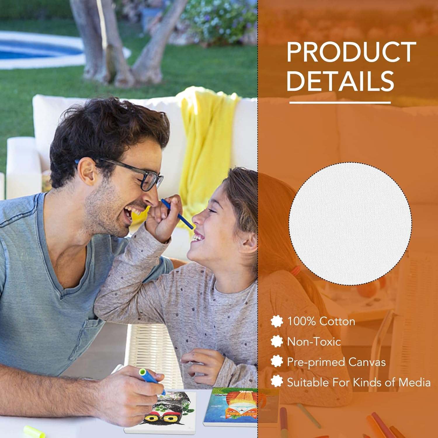 ESRICH Mini Stretched Canvas 20Pack 2.4*2.4Inch,2/5''Profile Art Primed Canvases for Painting,100% Cotton Small Professional Stretched Canvas for Kids and Art Supplies,For Acrylics,Oils&Other Painting image number 2