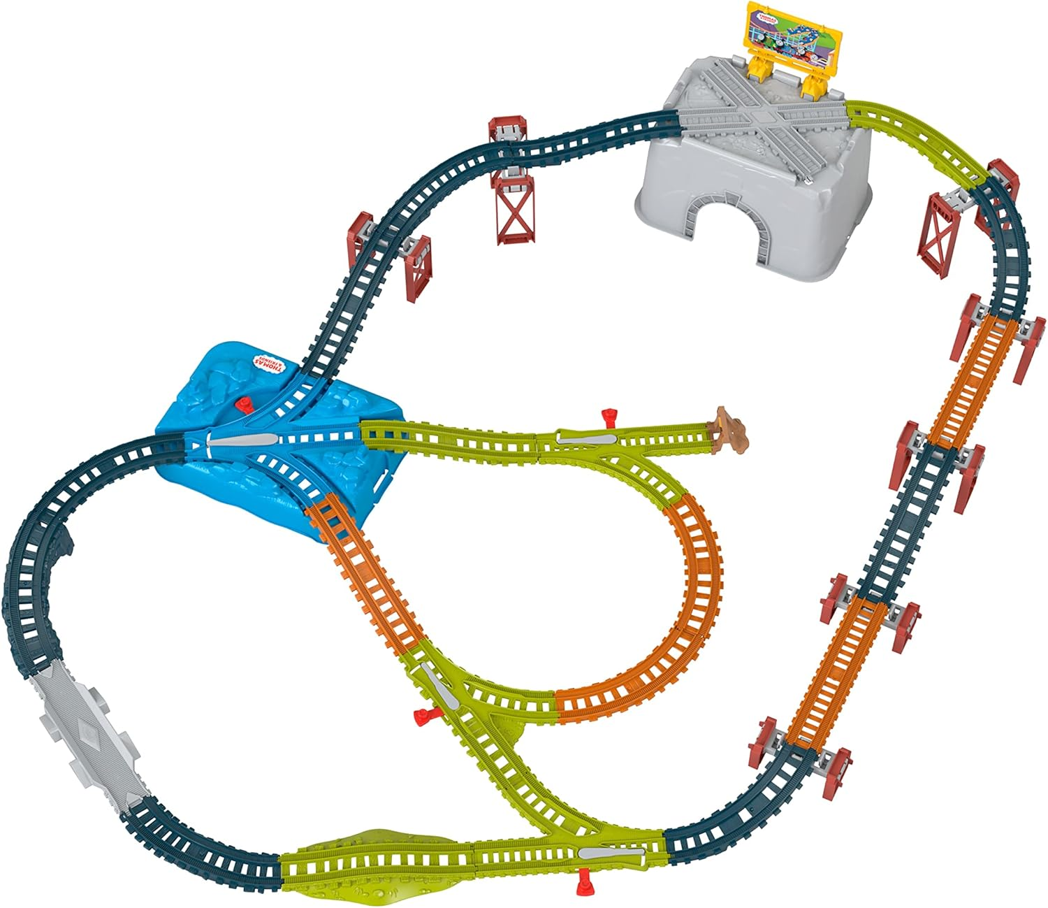 Thomas & Friends Toy Train Tracks Set, Connect & Build Bucket, 34-Piece Expansion Pack for Diecast & Motorized Trains, Kids Ages 3+ Years image number 3