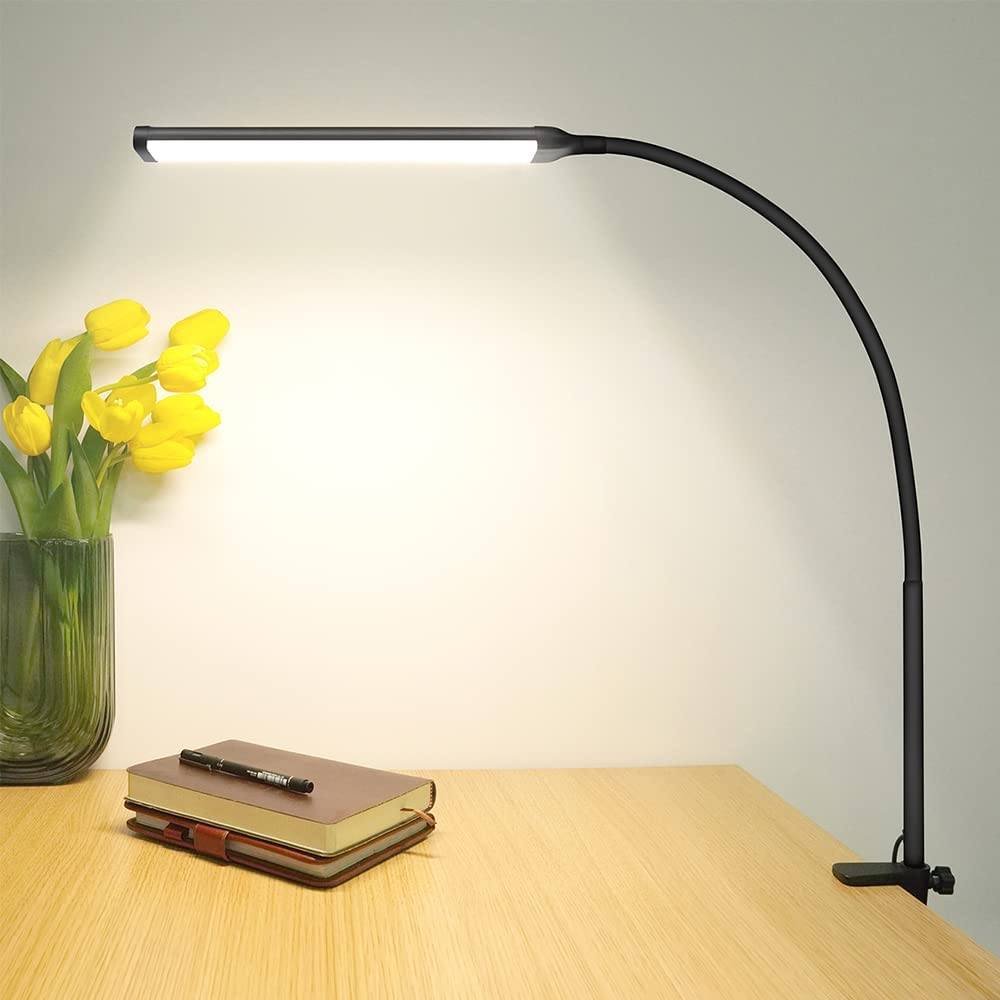 Desk Lamp, LED Desk Lamps for Home Office with Clamp 3 Color Modes & 10 Brightness Levels Flexible Gooseneck LED Book Lights, Easy Clip on Reading Light for Headboard image number 4