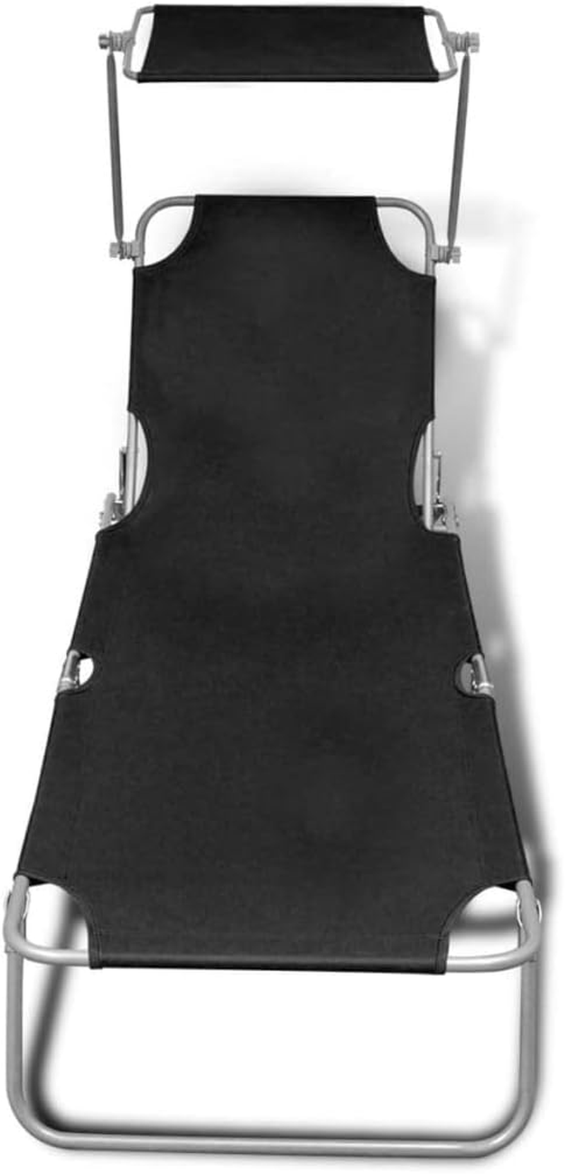 Vidaxl Adjustable Sun Lounger with Canopy&ndash; Foldable, Light, Steel and Polyester&ndash; Black - Green image number 7