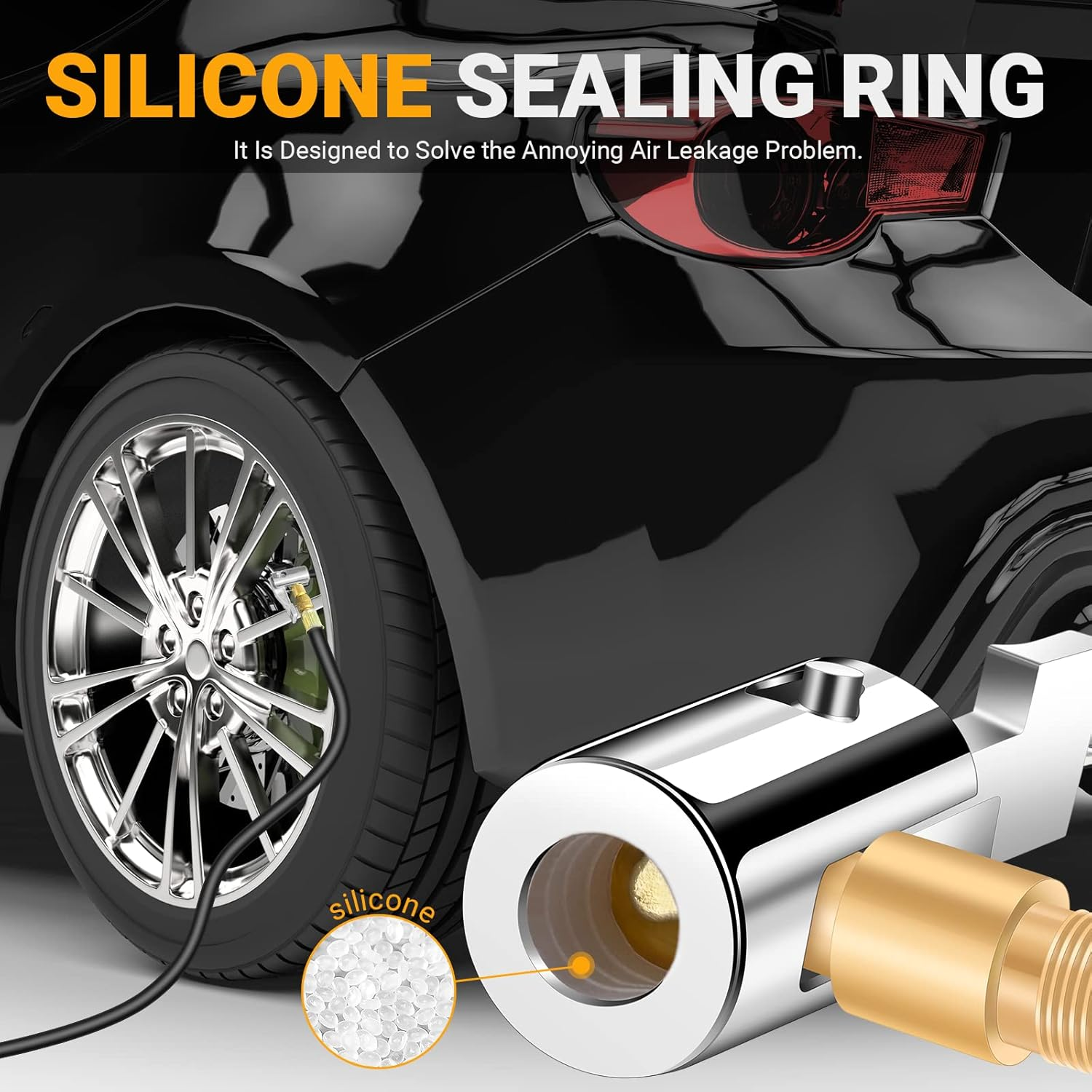 All Metal Lock on Air Chuck Tire Inflator Hose Adapter, Locking Tire Air Chuck with Standard Tire Valve Thread, No Air Leakage Tire Inflating Hose End for Portable Tire Pump/Air Compressor