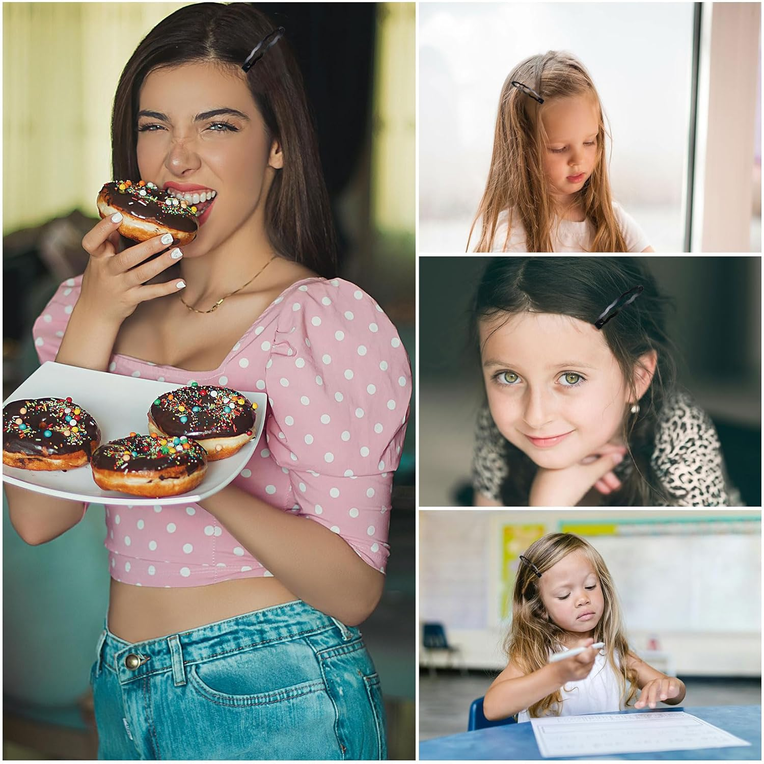 Hair Clips Girls Pack of 20 6.2 Cm Large Snap Hair Clips Hair Clips Metal Hair Clips Black Hair Clips Hair Accessories Hair Clip for Girls, Men and Women, Wave Shape image number 4