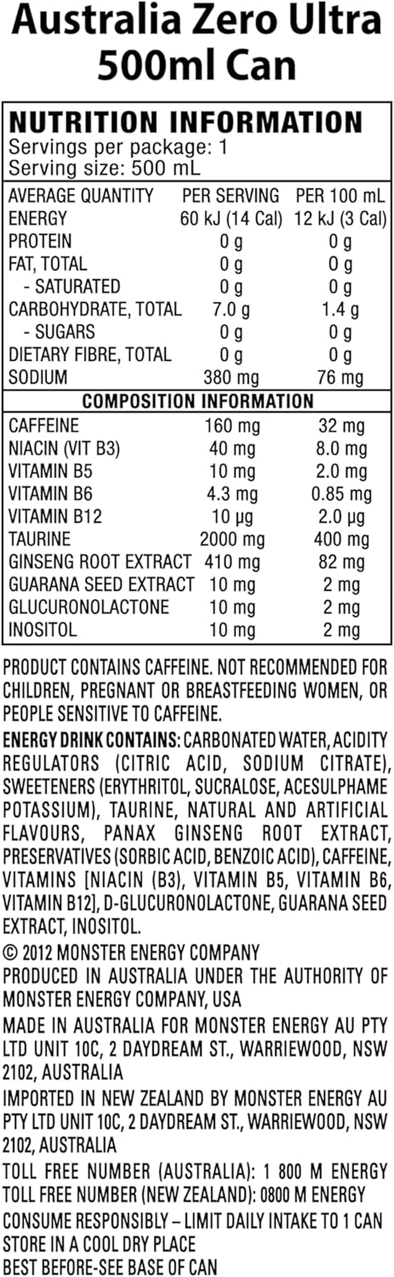 Monster Energy Drink Zero Ultra 24 X 500Ml image number 1