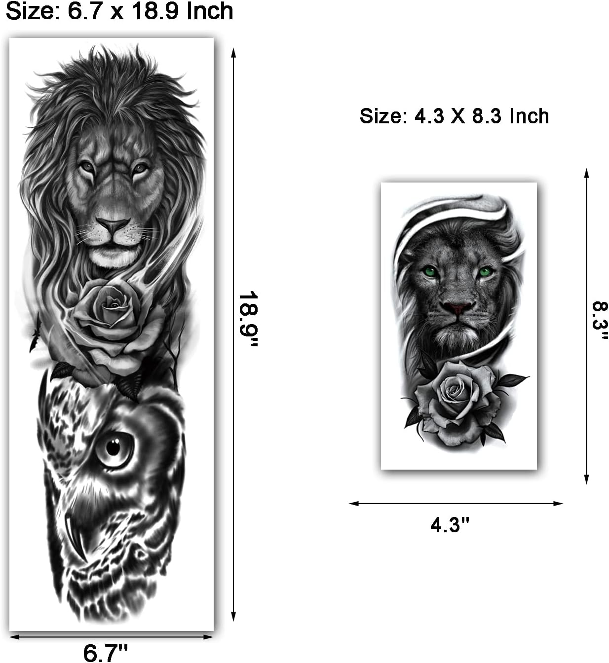 Kotbs Lion Tattoo Stickers, 4-Sheet Full Sleeve Tattoo Big Tattoos Temporary, 5-Sheet Half Full Arm Temporary Tattoo for Adult Kids Women Makeup image number 1