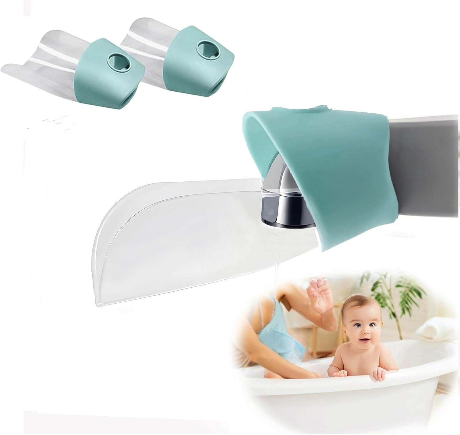 2 Pack Bath Spout Cover for Babies, Silicone Faucet Protector, Bath & Handwashing Helper, Soft & Safe for Toddlers, Fit for Bathroom Kitchen (Blue)