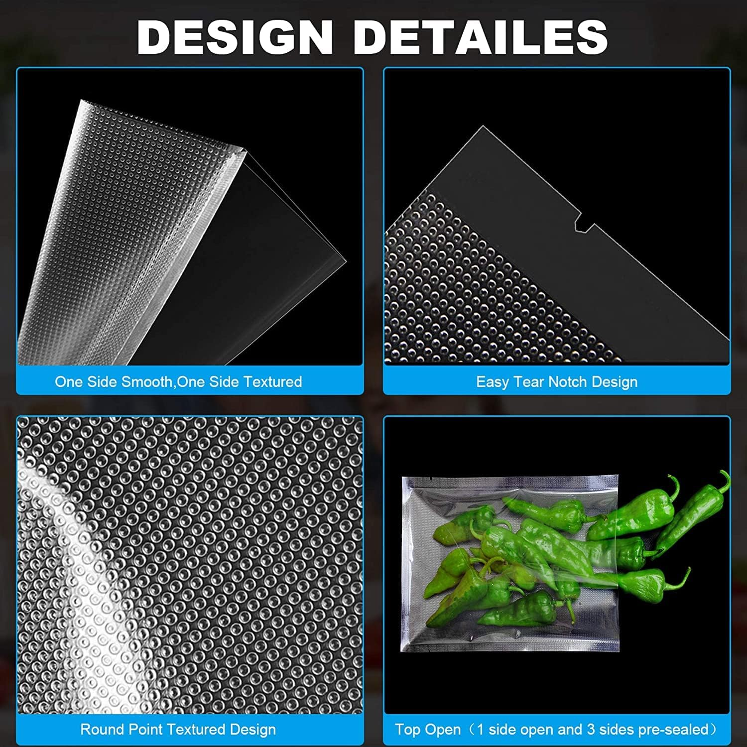 CANLENPK 4&times;6 Inch Small Vacuum Seal Bags, Precut Food Vacuum Storage Bag,Seal Meal Snack Fruit Nut,Boil Steam Heat Freeze,Commercial Grade Heavy Duty Sealable Bags(100Pcs, Transparent) image number 3