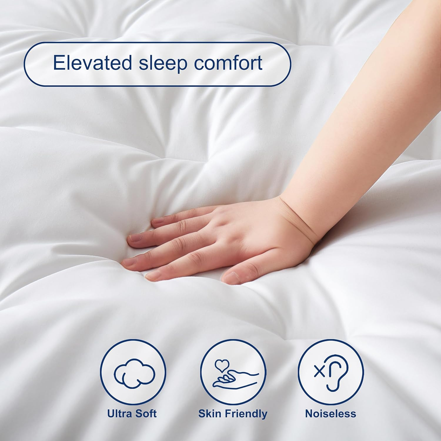 Mumullum 1200GSM Mattress Topper King Single, Extra Thick Breathable Fiber-Filled Fitted Mattress Pad, Machine Washable Hypoallergenic for 40CM Deep Pocket