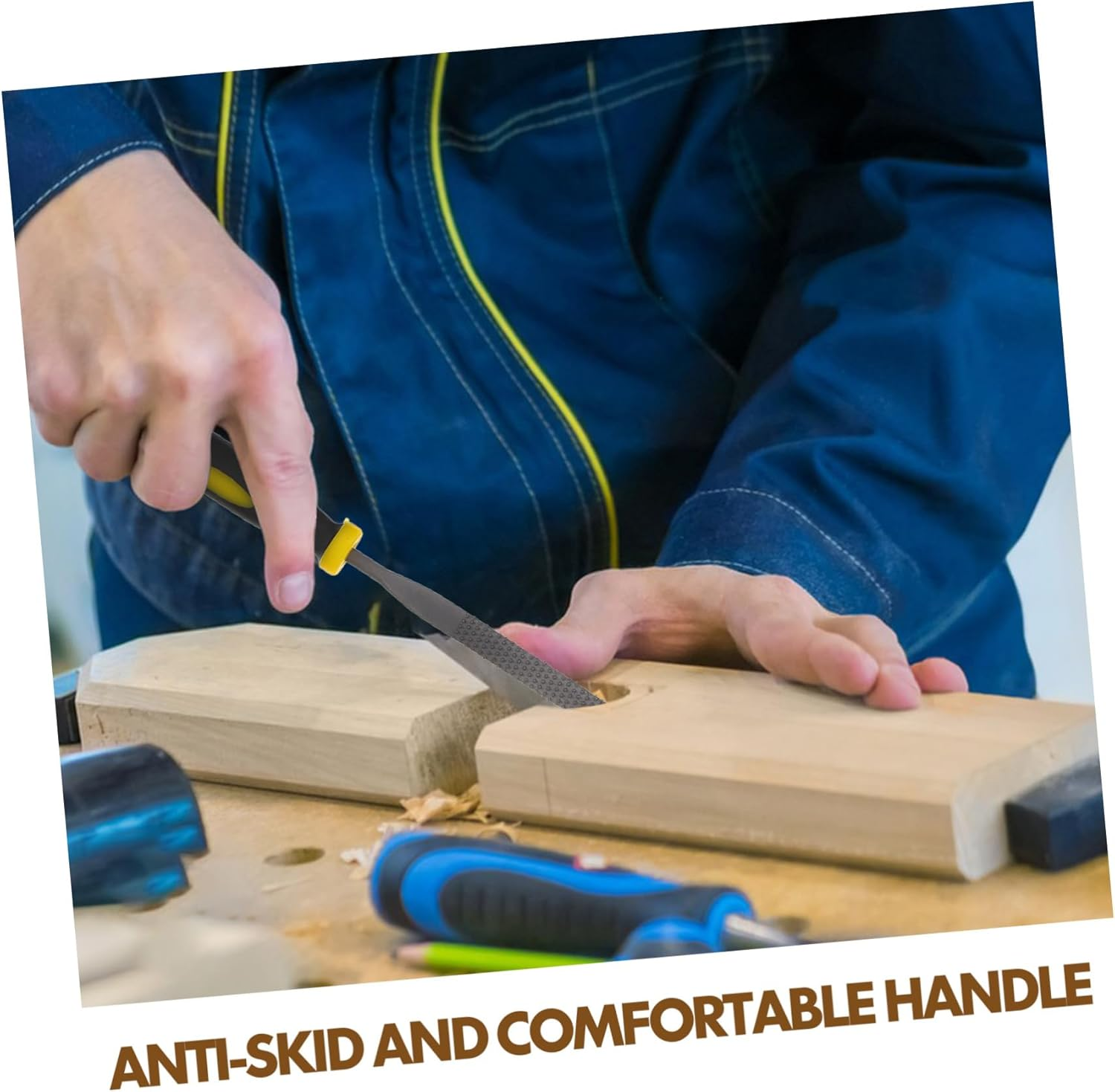 SEWACC 6Pcs Wood Rasp File Set Mini Hand File Tool for Woodworking Coarse Rasp-Cut Teeth Comfortable Grip image number 5