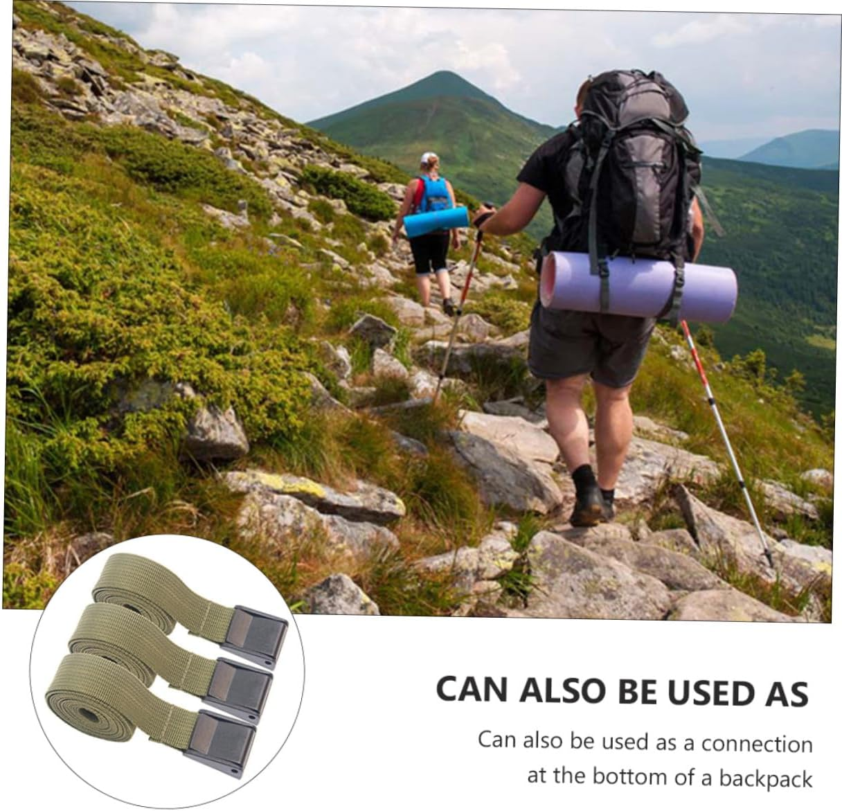 TIDTALEO 3Pcs Military Green Cargo Lashing Straps with Quick-Release Buckle, 25Mm X 2.1M Tie down Straps for Camping, Luggage Fastening, and Outdoor Cargo Securing image number 1