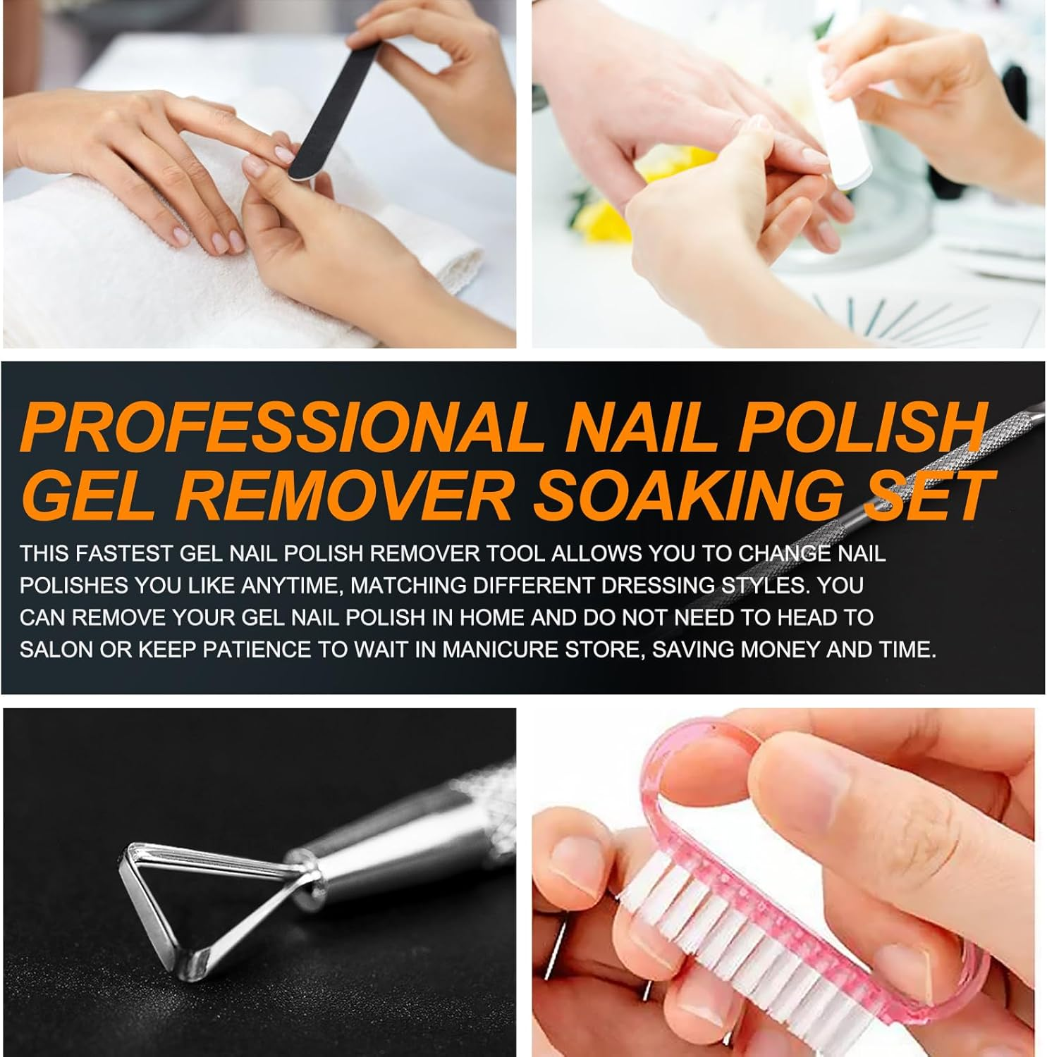 Rustark 7Pcs Gel Nail Remover Tools Kit Includes Pink Nail Soaking Bowl, Cuticle Pusher, Scraper, Nail Files, Buffer Block, Nail Dust Brush, Soak off Gel Nail Bowl Polish Dip Powder Remover Kit - Blue - Nail Bowl Kit image number 5