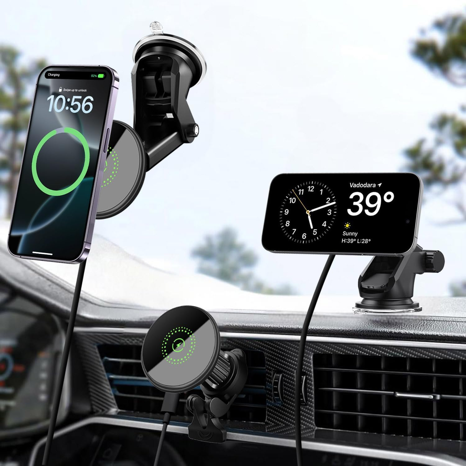 20W Fast Wireless Car Charger Magnetic/Magnet Fast Wireless Charging Car Phone Holder Compatible with Magsafe for Iphone 16 15 14 13 12 Series, Air Vent Mount Dashboard/Windscreen Mount