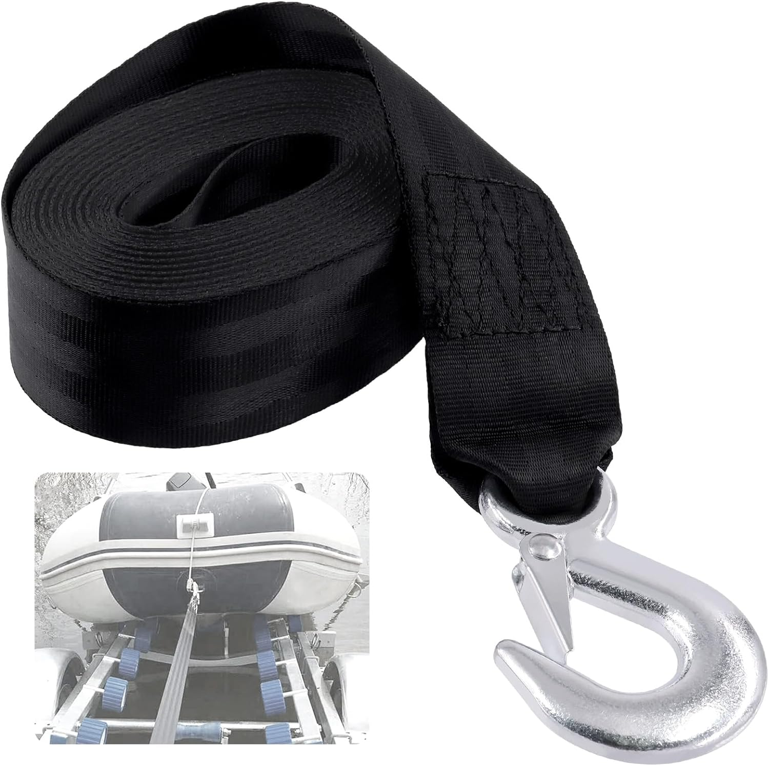 20 Feet Trailer Winch Strap with Safety Snap Hook Breaking Strength Heavy Duty Boat Winch Strap, Marine Boat Winch Strap, Trailer Strap Replacement for Towing Vehicles Boats Trailer image number 3