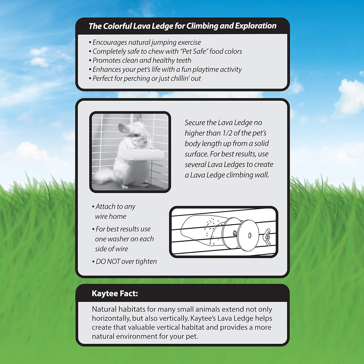 Kaytee Pumice Rock Lava Ledge, Attaches to Cage, Chewing, Teeth and Beak Grinding, for Chinchillas, Ferrets, Rabbits, Birds (Assorted Colours) image number 1