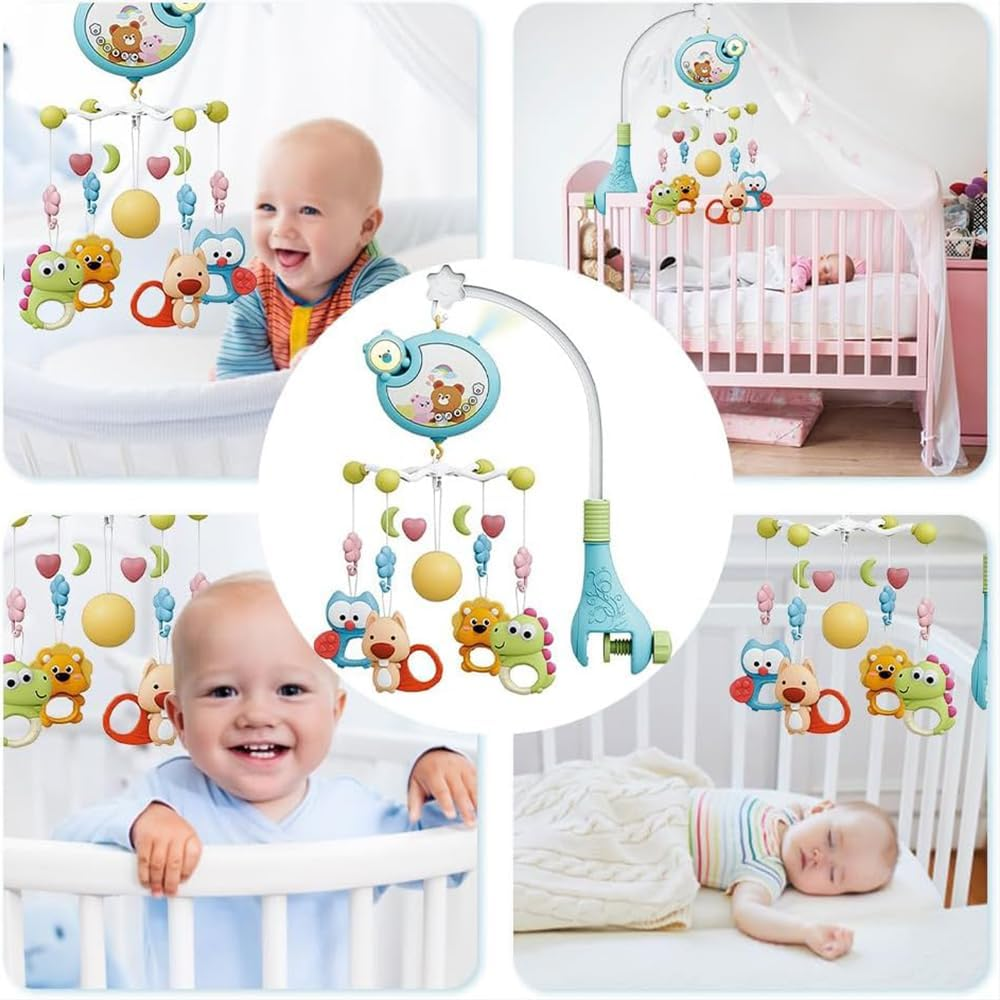Baby Mobile for Crib, Crib Mobiles with Music and Lights, Nursery Musical Mobile for Bassinets Toys Hanging Girls Boys, Musical Mobile Arm for Pack and Play, Space Portable Animal Mobile Clip On image number 6