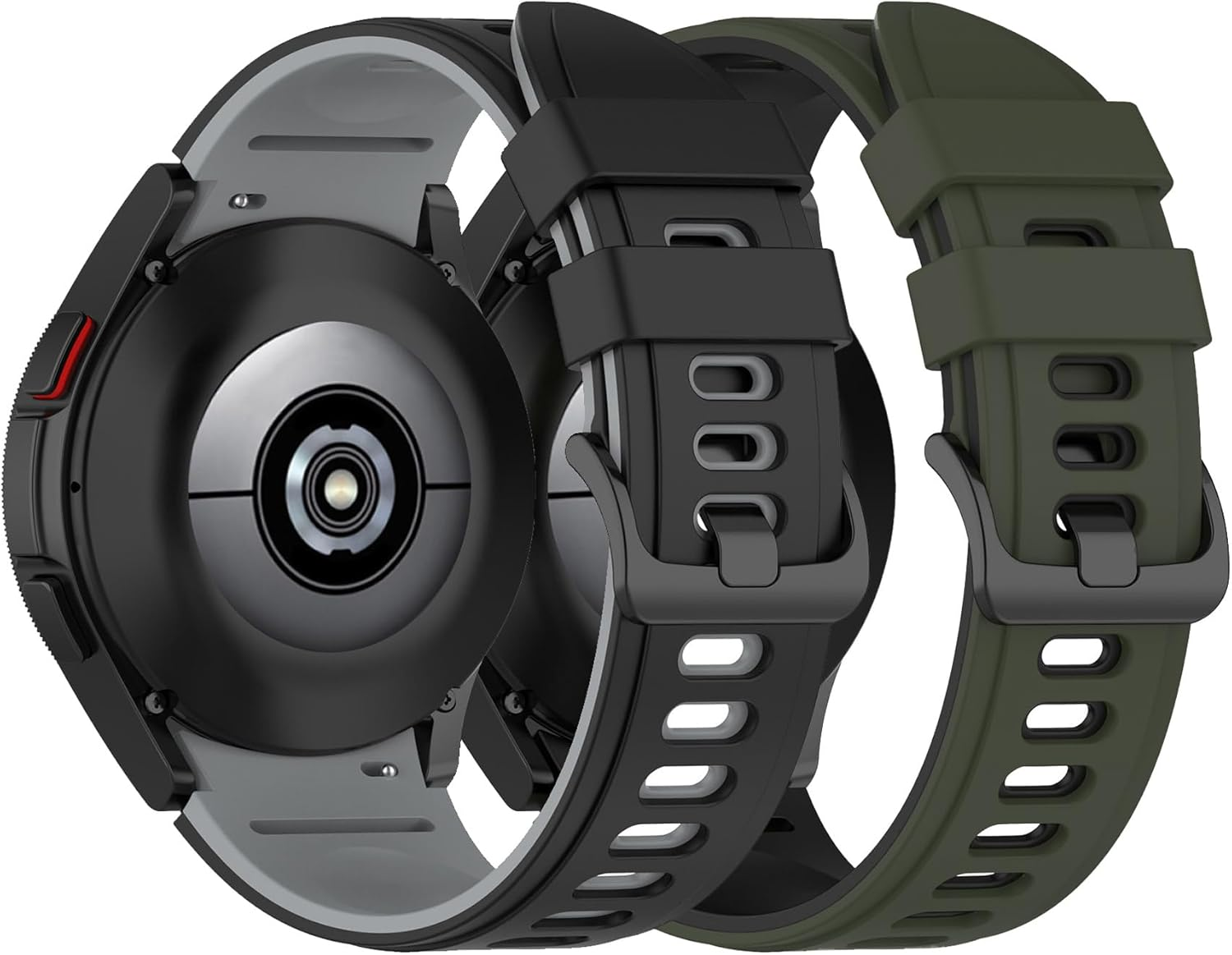 2 Pack No Gap Bands Compatible with Samsung Galaxy Watch 4/5/6/7 Band 40Mm 44Mm, 20Mm Silicone Replacement Watch Strap for Galaxy Watch 6/4 Classic /5 Pro Bands image number 3