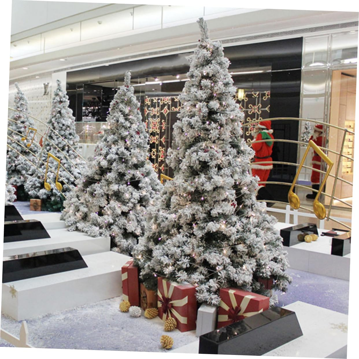 Artificial Flocked Christmas Tree Decoration White for Xmas Party and Home Festival Decor Simulation Tree Ornament Random Style image number 5