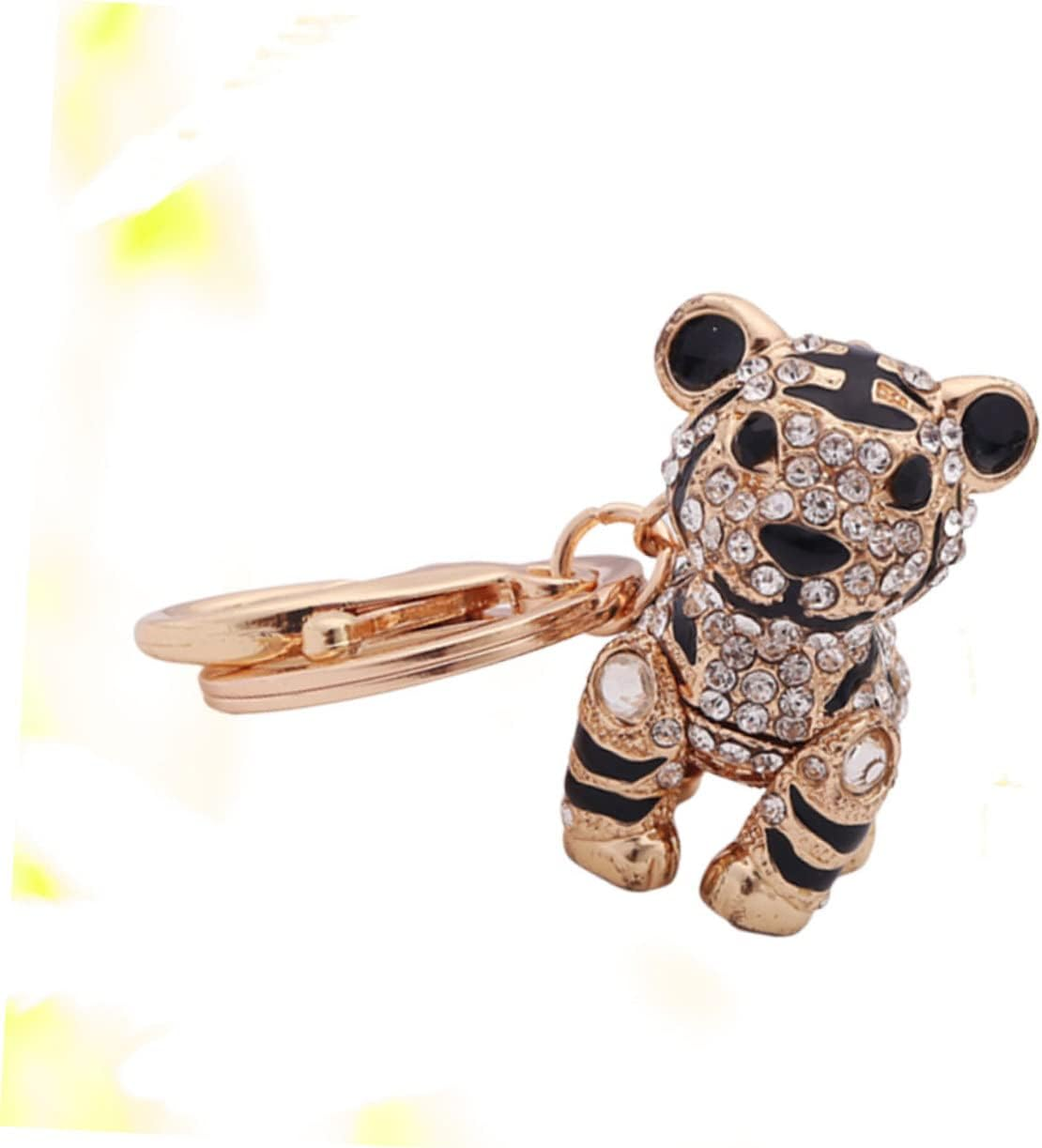 3Pcs Tiger Rhinestone Keychain Alloy Holder Purse Bag Pendant Car Decoration Accessories Cute Keychain