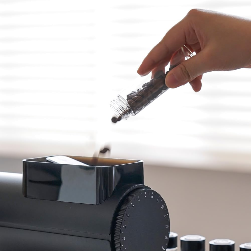 Watchget Coffee Bean Storage with Hopper Woodern Display Rack with 8 Single Dose Coffee Bean Storage Tubes with One-Way Exhaust Valve,B - A image number 5