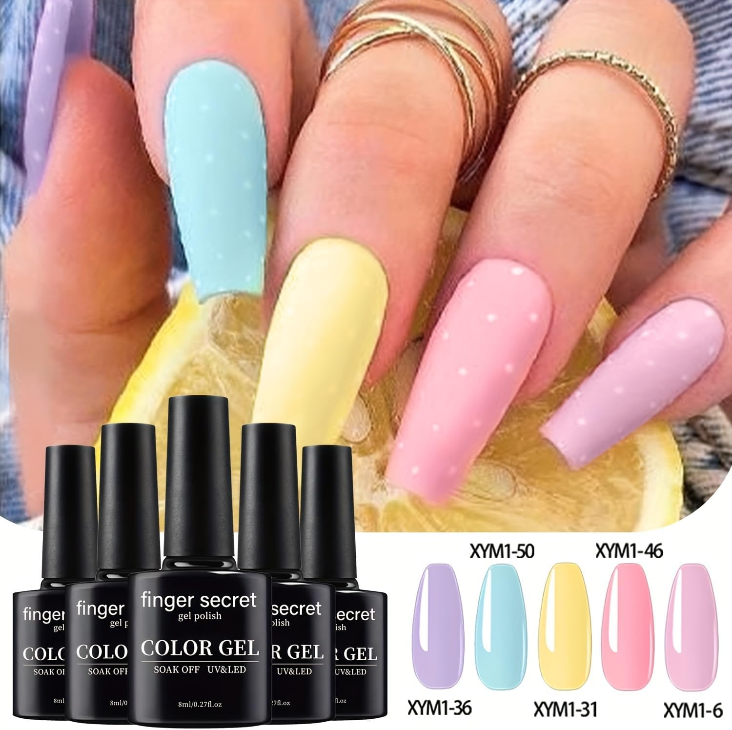 Finger Secret 55+5 Color Gel Nail Polish Set, Full Colors Necessary Professional Nail Art DIY Tools, 8Ml Each Lasting and Durable Soak off Gel / UV Gel Nail Polish Ideal for Nail Salon or Home DIY Color Gel Nail Polish image number 4