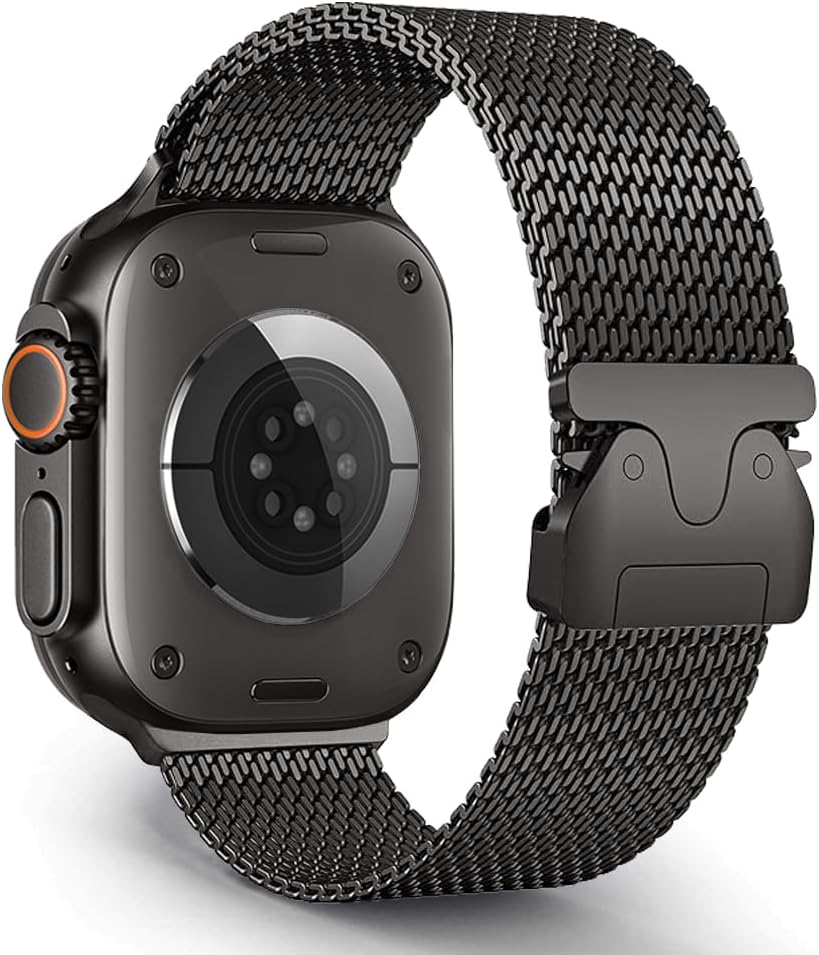 MRVOEBC Stainless Steel Band Compatible for Apple Watch Ultra 49Mm 46Mm 45Mm 44Mm 42Mm 41Mm 40Mm 38Mm, Titanium Loop Replacement Strap Compatible with Iwatch Series 10/9/8/7/6/5/4/3/2/1/SE image number 2