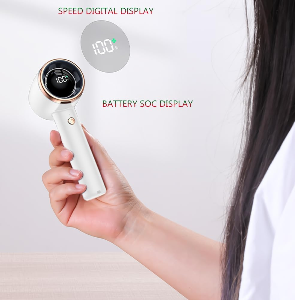 RINGSUN Handheld Fan Rechargeable, Portable Fan with Phone Holder Base, 4000Mah Small Turbo Fan for Home Office Travel Cooling, White