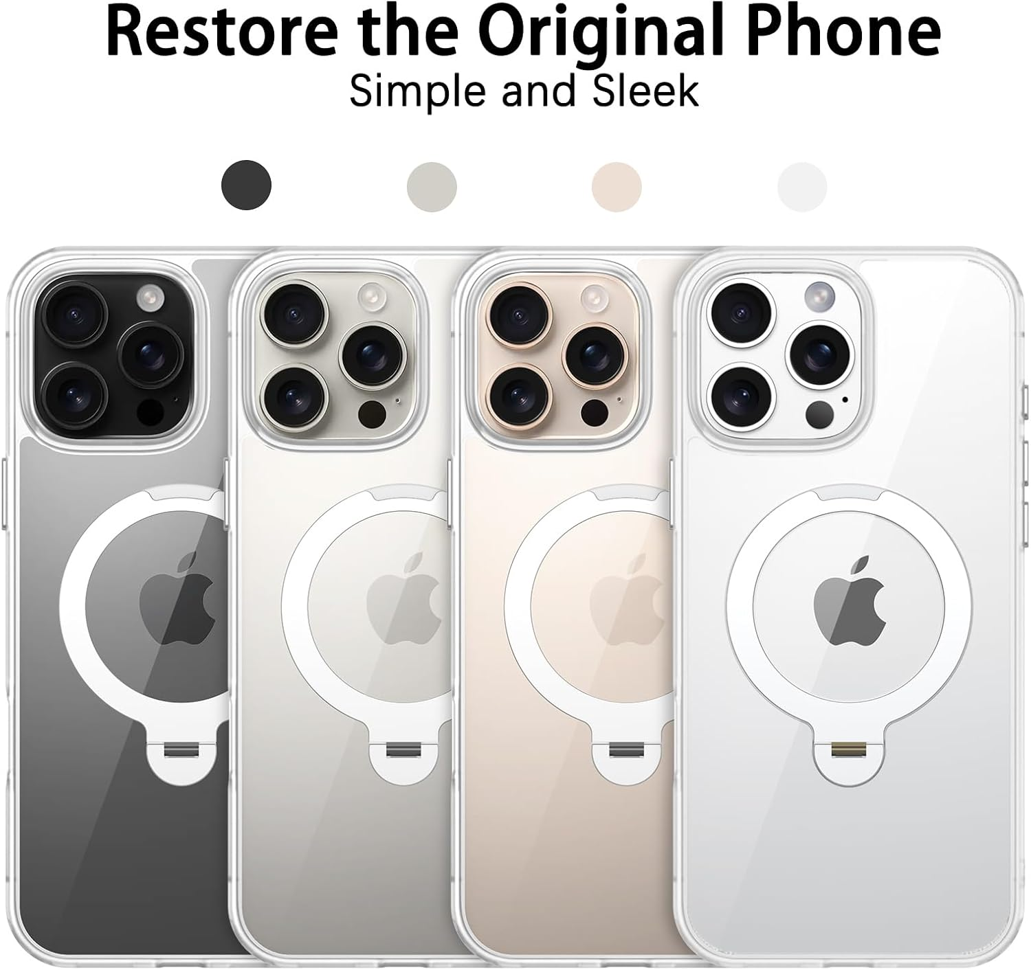 VENINGO Iphone 16 Pro Case, Compatible with Magsafe Transparent Back Case with Invisible Ring Stand Frosted Frame Shockproof Protective Slim Fit Anti-Yellowing Case for Iphone 16 Pro 6.3 Inch, Clear