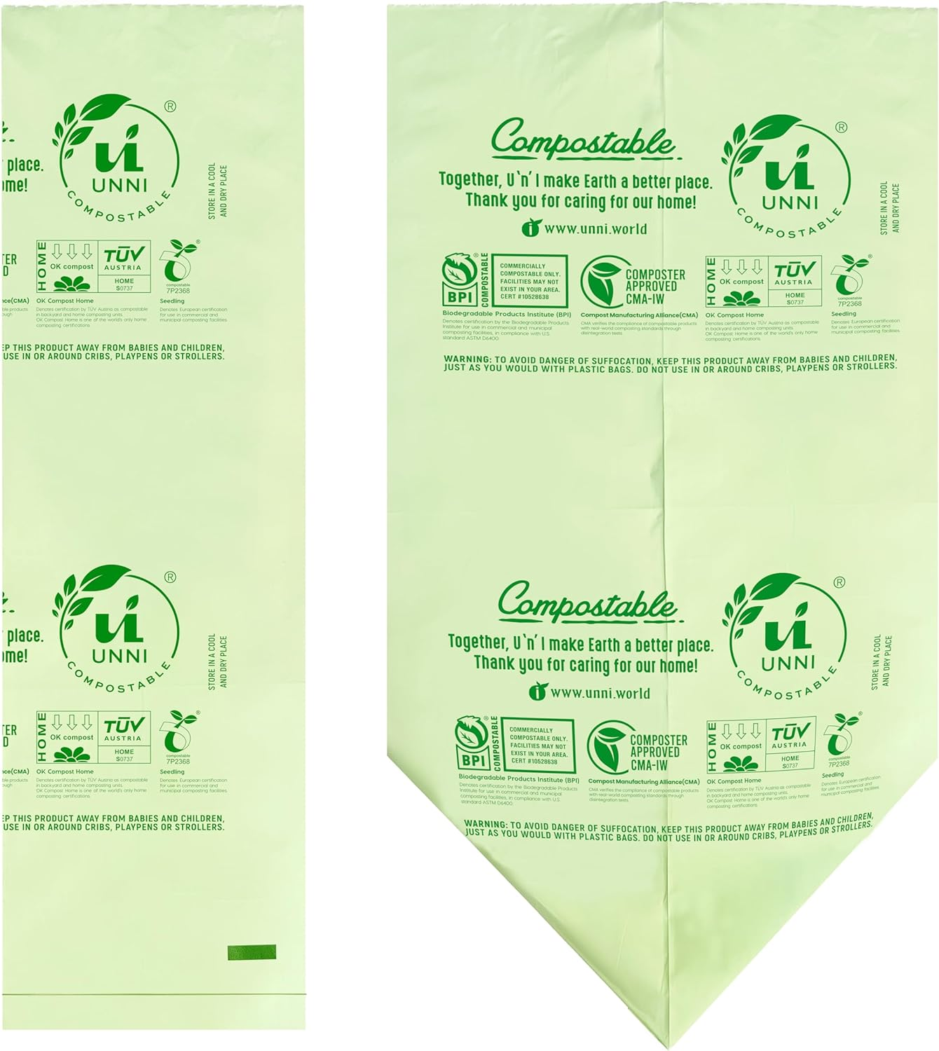 UNNI Compostable Bags, CB-2.6G-100, 100 Count, 1 Roll, 100 Count image number 3